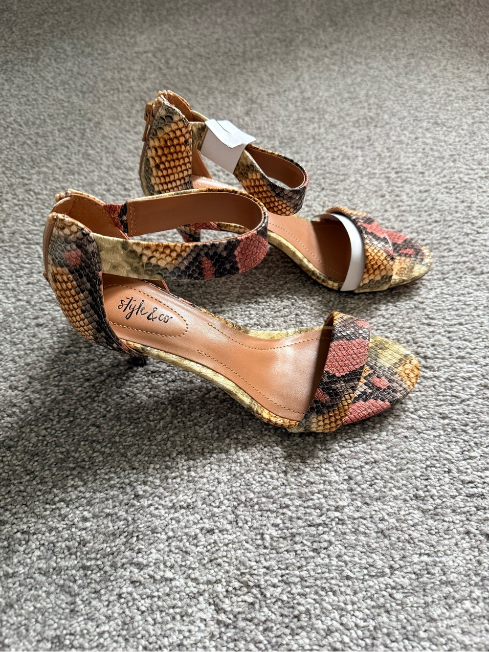 Style & Co Pyacee Snake Print Heeled Sandals